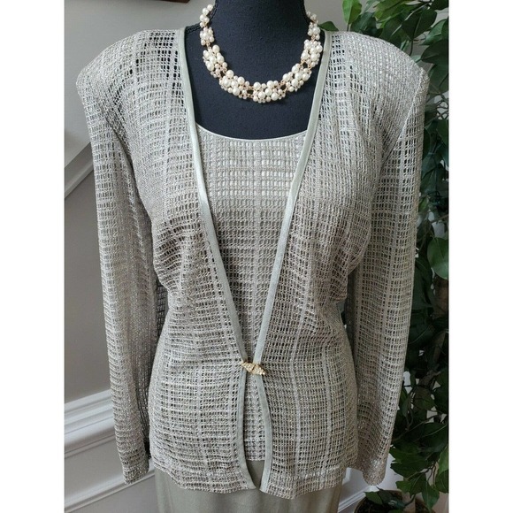 R&M Richards Cream Rayon 2 Piece Top & Maxi Dress - Picture 4 of 11